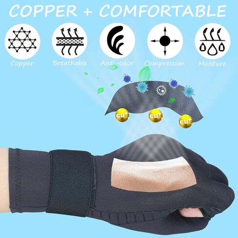 Copper Arthritis Gloves with Adjustable Wrist Strap for Women Men, Full Finger Compression Gloves for Arthritis, Carpal Tunnel, Pain Relief, Swelling, Rheumatoid, Typing (Small/Medium) in Saudi Arabia