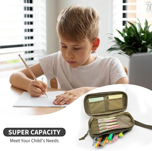 Tactica Pencil Case for Boys,Large Boys Pencil Pouch with Zipper Compartments, Big Capacity Pencil Box Pen Bag Organizer for School College Office Kids Teen Boy Men Adult in Kuwait