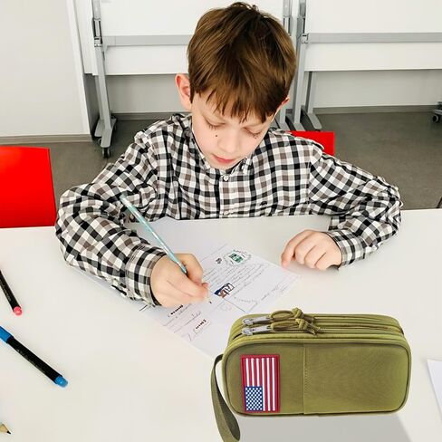 Tactica Pencil Case for Boys,Large Boys Pencil Pouch with Zipper Compartments, Big Capacity Pencil Box Pen Bag Organizer for School College Office Kids Teen Boy Men Adult in Kuwait