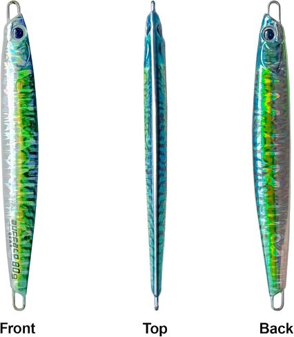Fishing Jigs Saltwater Fshing Lures 80g/2.82Oz Shiny Sea Fishing Spoons with Assist Hooks and BKK Hook for Mackerel Salmon Striped Bass Kingfish Bluefish in Saudi Arabia