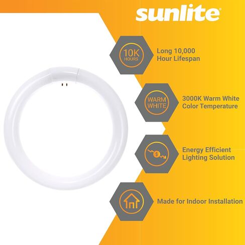 Sunlite FCL30/30K T9 Round Fluorescent Circline Lamp, 30 Watts, 2050 Lumens, 3000K Warm White, RoHS Compliant, G10Q 4-Pin Base, 1 Pack in Saudi Arabia