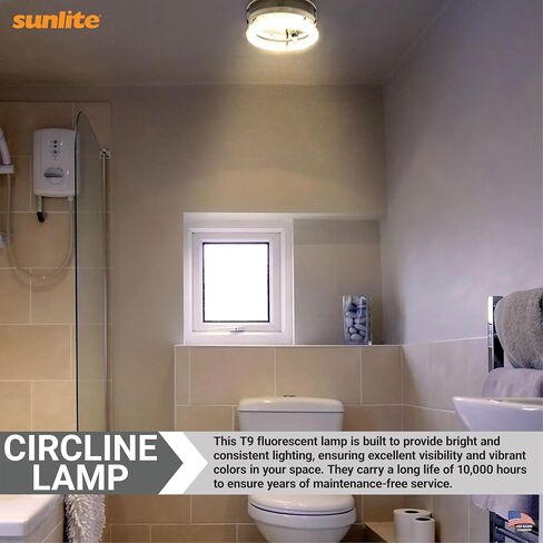 Sunlite FCL30/30K T9 Round Fluorescent Circline Lamp, 30 Watts, 2050 Lumens, 3000K Warm White, RoHS Compliant, G10Q 4-Pin Base, 1 Pack in Saudi Arabia