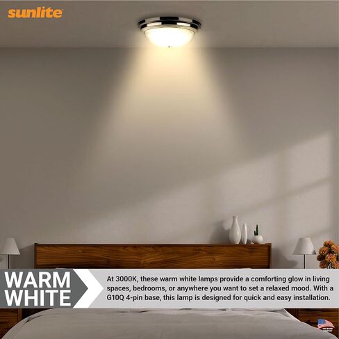 Sunlite FCL30/30K T9 Round Fluorescent Circline Lamp, 30 Watts, 2050 Lumens, 3000K Warm White, RoHS Compliant, G10Q 4-Pin Base, 1 Pack in Saudi Arabia