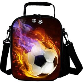 Lunch Tote, 2019 Upgrade Insulated Football Lunch Bag- Waterproof Reusable Lunch Box Portable Meal Bag Ice Pack for Kids Boys Girls -Black