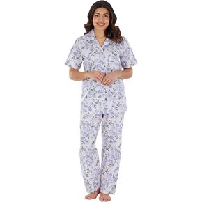 Sleepyheads Women's Sleepwear Poplin Cotton Short Sleeve Button Up Top Pajama Set