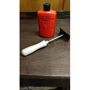 Deer Hunter's & Trapper's Hide & Fur Tanning Formula and Fleshing Tool Set