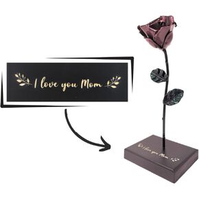 Forging Art Bcn Hand-forged Eternal Wrought Iron Rose with Base (Red/Black)