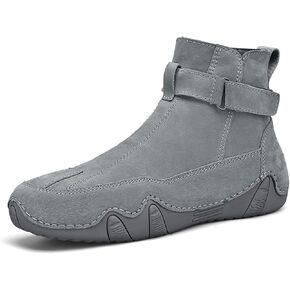 Mens Casual Ltalian Handmade High Boots Side Zipper Comfortable Non-Slip Sneakers Leather High Top Outdoor Walk Chukka Bootie