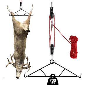 Deer Game Hoist Hanger System, Deer Skinning Lift System, Super Mag Pulley Lift System, Steel Lift System for Hunting Processing, Deer Drying Hanger Kit for Skinning