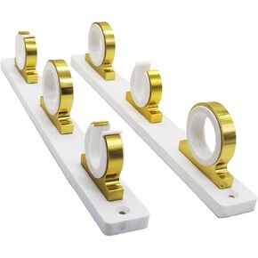 MARINE CITY Aluminum Bright Gold 3-Rod Reel White Poly Board Anodizing Fishing Rod Storage Hanger Rack for Marines – Boats – Vans – Cars (1 SET)