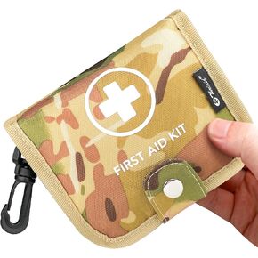 Small First Aid Kit, 100 Pieces Water-Resistant Well Organzied Pouch with Rotatable Buckle - Ideal for Outdoor, Travel, Biking, Camping, Hiking, Car (Red)