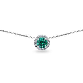 B. BRILLIANT Sterling Silver Round European Crystals Halo Slide Short Choker Necklace for Women Bridesmaids