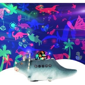 BestYiJo Dino Light Projector, Rotating Dinosaur Lamp, Projector Night Light for Kids Room, Dinosaur Toys for Kids, Dinosaur Projector Nightlight with Crawling,14 White Noises and 360° Rotation(Red)