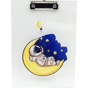 Plastic Clipboards with Metal Clip Hardboard - Low Profile Clip A4 Letter Size for Students Women Man and Kids Cute Custom Pattern 9" x 12" in Kuwait