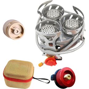 11000W Windproof Camping Gas Stove, Camping Gas Stove with 1LB Propane Tank Adapter, Piezo Ignition Carry Case, Portable Collapsible Stove Burner for Outdoor Backpacking Hiking and Picnic