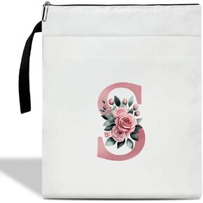 Initials E Book Sleeve with Zipper, Monogrammed Gifts for Women, Floral Book Sleeve for Book Lovers Gift for Teacher Librarian Bookworm Bookish, Personalised Book Protector Cover Pouch Case (zm05)
