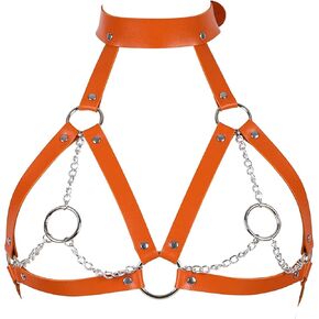 Womens Harness Body Leather Chain Bra Adjustable Lingerie Cage Waist Belt Festival Rave Punk Goth Plus Size Dance Photography