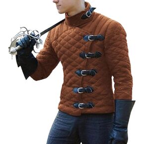 Viking Medieval Short Gambeson Padded Protective Jacket Full Sleeve Aketon For Historical Costume Cosplay SCA LARP