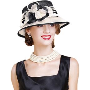 F FADVES Sinamay Cloche Bucket Hat for Women Fascinators Floral Church Wedding Kentucky
