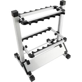 DasMarine Fishing Rod Rack,Fishing Rod Organizer,Portable Fishing Rod Holder for All Poles,Hold 12 or 24 Rods,Aluminum Alloy Silver Black Rod Holder (12 Rods Rack)