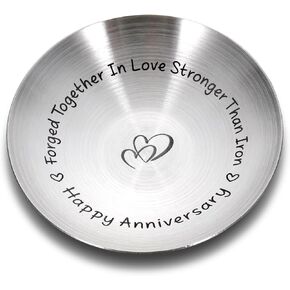 Octamber 6th Anniversary Iron Gifts for Him Her 6 Year Wedding Anniversary Decoration for Wife Husband 4" Ring Holder Jewelry Dish for Women Men Iron Gifts for 6th Anniversary for Him Her Ring Holder