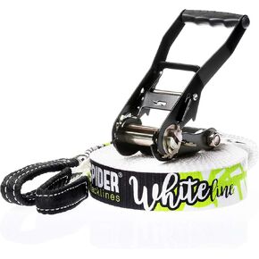 Spider Slacklines - Slackline Training Line Kit for Training and Balancing - Contains a Ratchet, an 60 ft Line, Two Shaft Protectors, a Sling Bag and a Ratchet Protector - Complete Set 60 ft Length