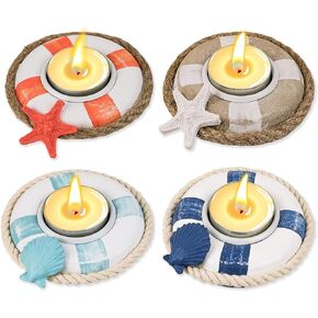 SAILINGSTORY Wooden Fish Tealight Candle Holder Nautical Coastal Beach Decor Votive Candle Holder Set of 4 Pack in Kuwait