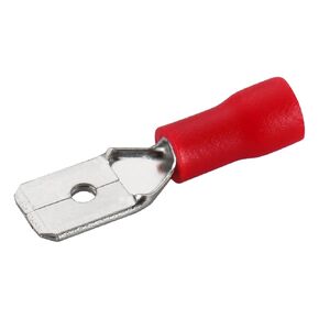 Baomain 1/4" Male Quick disconnects Vinyl Insulated Spade Wire Connector Electrical Crimp Terminal 22-16AWG 6.3mm Red Pack of 100