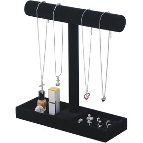 Multi-Use Jewelry Holder Stand, Necklace Bracelet Ring Organizer Stand, Scrunchie Watches Velvet Jewelry Holder Stand With Tray for Women Girls Home Use (Beige Color)