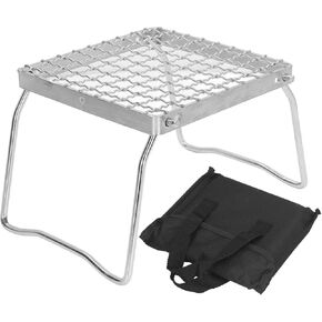 Camping Grill, Korean BBQ Grill,Portable Camp Grill Grate with Foldable Legs - 304 Stainless Steel, Ultralight Campfire Stand for Hiking, Picnic, and Outdoor Cooking