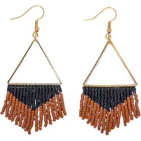 Earrings by Embera Bead Project, Fringe Seed Bead Earrings, Social Impact (Whiskey)