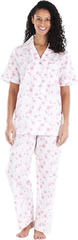 Sleepyheads Women's Sleepwear Poplin Cotton Short Sleeve Button Up Top Pajama Set in Saudi Arabia