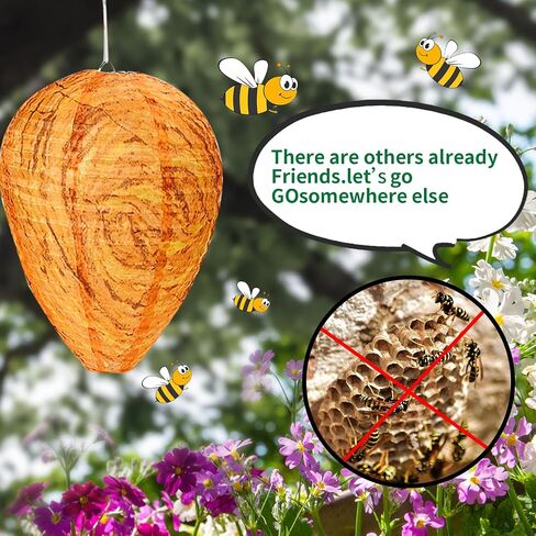 4 Pack Fake Wasp Nest Decoy Outdoor Waterproof Material, Hanging Fake Hornet Nests Decoy, Bee Hive Wasps Deterrent for Outdoors Patio Backyard Home and Garden Hornets Yellow Jackets (Orange) in Saudi Arabia