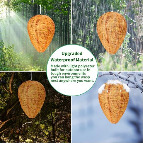 4 Pack Fake Wasp Nest Decoy Outdoor Waterproof Material, Hanging Fake Hornet Nests Decoy, Bee Hive Wasps Deterrent for Outdoors Patio Backyard Home and Garden Hornets Yellow Jackets (Orange) in Saudi Arabia