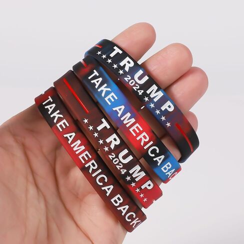8pcs 2024 Trump Bracelet, Donald Trump Take America Back Rubber Bracelets Inspirational Motivational Wristbands Trump 2024 Silicone Bracelets for Teens Men Women in Saudi Arabia