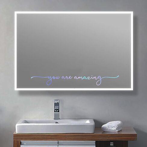 ملصق مرآة لديكور الحائط من الفينيل You Are Amazing ديكور الحمام من الفينيل لتزيين غرفة البنات ملصقات مرآة بدون مرآة 17 × 2 بوصة (أسود) in Kuwait