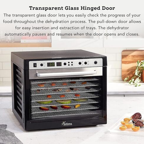 ماكينة تجفيف الطعام الكهربائية كومبو من ترايبيست سيدونا SD-P9150-B مع صواني رف تجفيف بلاستيكية خالية من مادة BPA، باللون الأسود in Kuwait