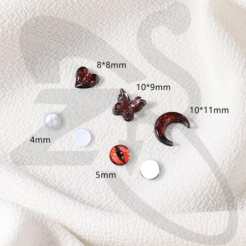 ZS Halloween Fake Body Jewelry, Skull Ghost Fake Lip Labret Studs Fake Nose Stud Eyebrow Ring with Eyelash Glue, Non-Piercing Face Nail Jewelry Fake Skin Piercing Jewelry for Women Men in Saudi Arabia