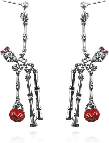 أقراط جمجمة سوداء للسيدات، أقراط هيكل عظمي كأقراط الهالوين للفتيات، أقراط قوطية للهدايا المخيفة لها في يوم بو السعيد، مجوهرات جمجمة لأقراط الهالوين المتدلية من SmileBelle in Kuwait