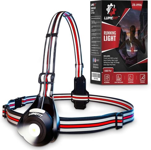 Running Lights for Runners with Yellow Reflective Vest, Adjustable Beam Night Safety LED Chest Light Run, Dog Walking, and Jogging Gear, Rechargeable Headlamp Flashlight in Saudi Arabia