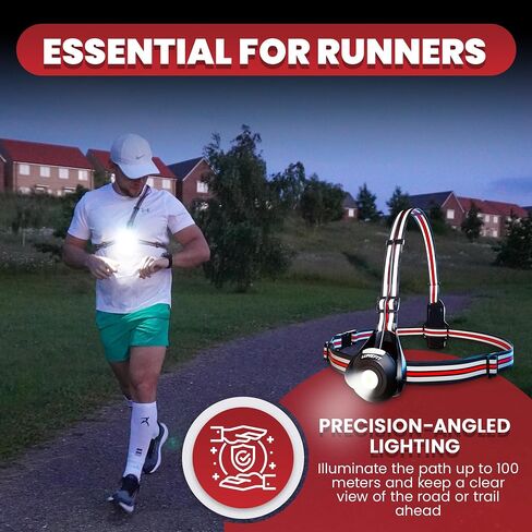 Running Lights for Runners with Yellow Reflective Vest, Adjustable Beam Night Safety LED Chest Light Run, Dog Walking, and Jogging Gear, Rechargeable Headlamp Flashlight in Saudi Arabia