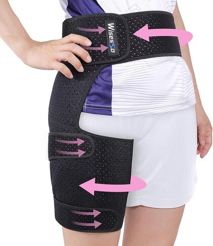 Hip Brace for Sciatica, Hip Flexor Compression Wrap for Sciatica Pain Relief, Hip Support for Groin, Thigh, Hamstring, Pulled Muscle Injury, Sciatic Nerve Brace For Men and Women, Blue in Kuwait