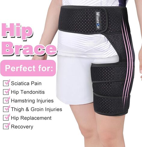 Hip Brace for Sciatica, Hip Flexor Compression Wrap for Sciatica Pain Relief, Hip Support for Groin, Thigh, Hamstring, Pulled Muscle Injury, Sciatic Nerve Brace For Men and Women, Blue in Kuwait