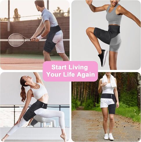 Hip Brace for Sciatica, Hip Flexor Compression Wrap for Sciatica Pain Relief, Hip Support for Groin, Thigh, Hamstring, Pulled Muscle Injury, Sciatic Nerve Brace For Men and Women, Blue in Kuwait