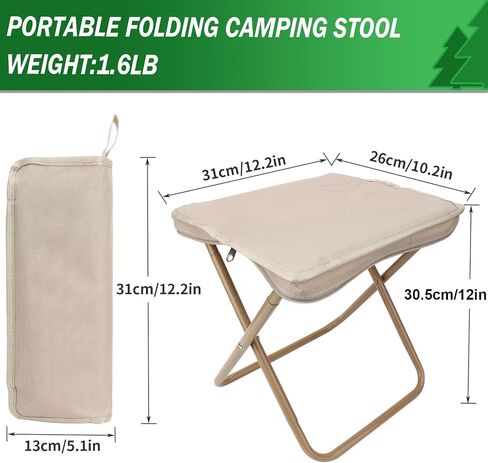 Camping Stool, Portable Folding Stool with Carry Bag, 12in Portable Folding Chair 1.6Lbs Collapsible Camp Stool Outdoor Footstool for Travel Walking Hiking Fishing Picnic Barbecue (Black) in Saudi Arabia