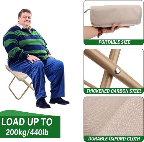 Camping Stool, Portable Folding Stool with Carry Bag, 12in Portable Folding Chair 1.6Lbs Collapsible Camp Stool Outdoor Footstool for Travel Walking Hiking Fishing Picnic Barbecue (Black) in Saudi Arabia