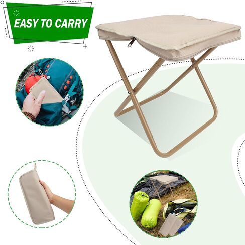 Camping Stool, Portable Folding Stool with Carry Bag, 12in Portable Folding Chair 1.6Lbs Collapsible Camp Stool Outdoor Footstool for Travel Walking Hiking Fishing Picnic Barbecue (Black) in Saudi Arabia