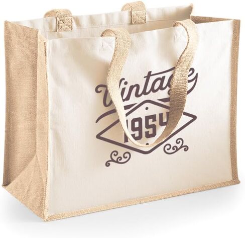 70th Birthday Gift Bag Keepsake Vintage 70 Gift for Women Novelty Shopping Tote (Natural) in Saudi Arabia