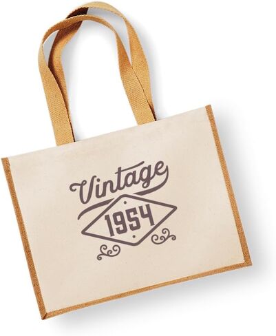 70th Birthday Gift Bag Keepsake Vintage 70 Gift for Women Novelty Shopping Tote (Natural) in Saudi Arabia