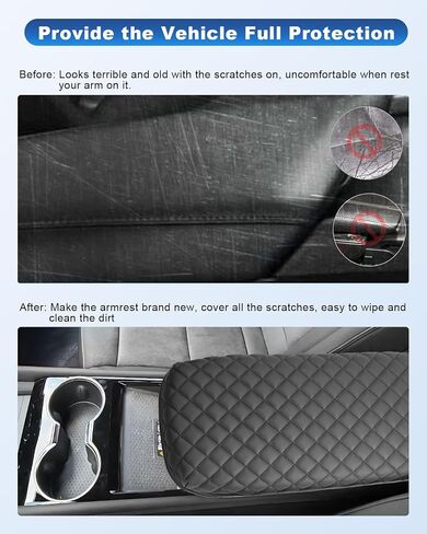 CDEFG for 2024 2025 Chevy Blazer EV Center Console Cover for 2024 2025 Chevrolet Blazer EV LT/RS Accessories Armrest Cover 2024 2025 Blazer EV Middle Console Pad Arm Rest Cushion (Black Leather) in Kuwait